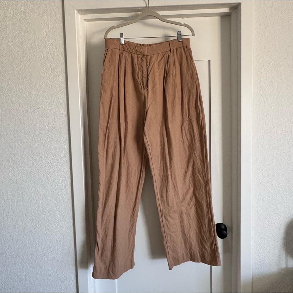 Tan linen trouser pants